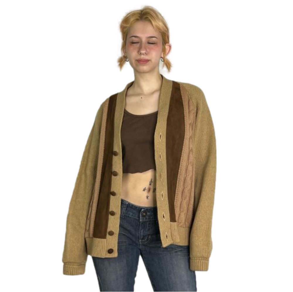 Men's  Wool Beige Grampa "Kramer" Style Cardigan